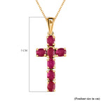 Royal Bali Collection - D'Joy African Ruby Cross Pendant with Chain (Size -20 ) in 18K Vermeil Yellow Gold Plated Sterling Silver 1.74 Ct._4202897_6