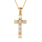 D'Joy - Ethiopian Welo Opal Cross Pendant with Chain (Size 20) in 18K Vermeil Yellow Gold Plated Sterling Silver_4203290