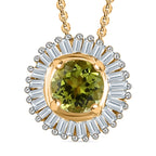Calabar Tourmaline & Diamond Halo Pendant with Chain (Size 20) in 18K Yellow Gold Vermeil Plated Sterling Silver_4215591