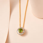 Calabar Tourmaline & Diamond Halo Pendant with Chain (Size 20) in 18K Yellow Gold Vermeil Plated Sterling Silver_4215591_2
