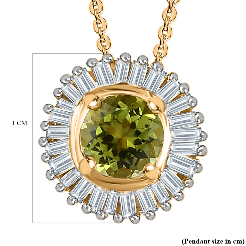 Calabar Tourmaline & Diamond Halo Pendant with Chain (Size 20) in 18K Yellow Gold Vermeil Plated Sterling Silver_4215591_6