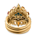 Set of 3 - Arizona Sleeping Beauty Turquoise, Multi-Tourmaline & Natural Zircon Stackable Ring in 18K Vermeil Yellow Gold Plated Sterling Silver 4.16 Ct, Silver Wt 7.14 Gms._4231376_5