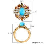 Set of 3 - Arizona Sleeping Beauty Turquoise, Multi-Tourmaline & Natural Zircon Stackable Ring in 18K Vermeil Yellow Gold Plated Sterling Silver 4.16 Ct, Silver Wt 7.14 Gms._4231376_6