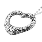 Royal Bali - Handmade Sterling Silver Heart Tulang Naga Pendant with Chain (Size 20)_4245803_4