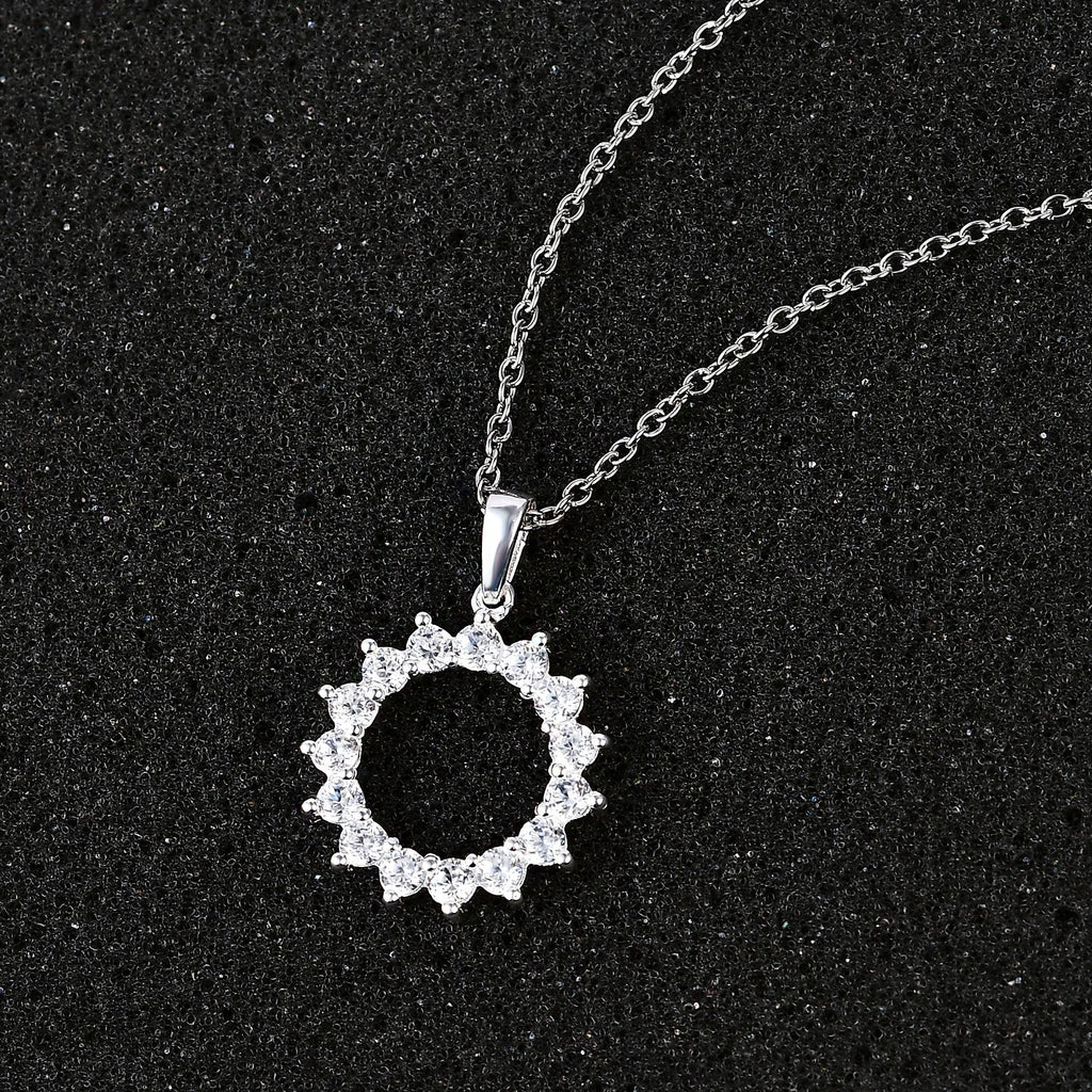 Natural Zircon Sterling Silver Circle Pendant with Stainless Steel Chain (Size 20), 2.25 Ct._4267819_1