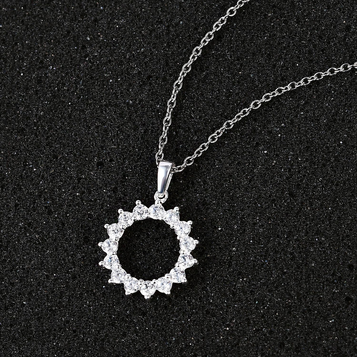 Natural Zircon Sterling Silver Circle Pendant with Stainless Steel Chain (Size 20), 2.25 Ct. 4267819 1