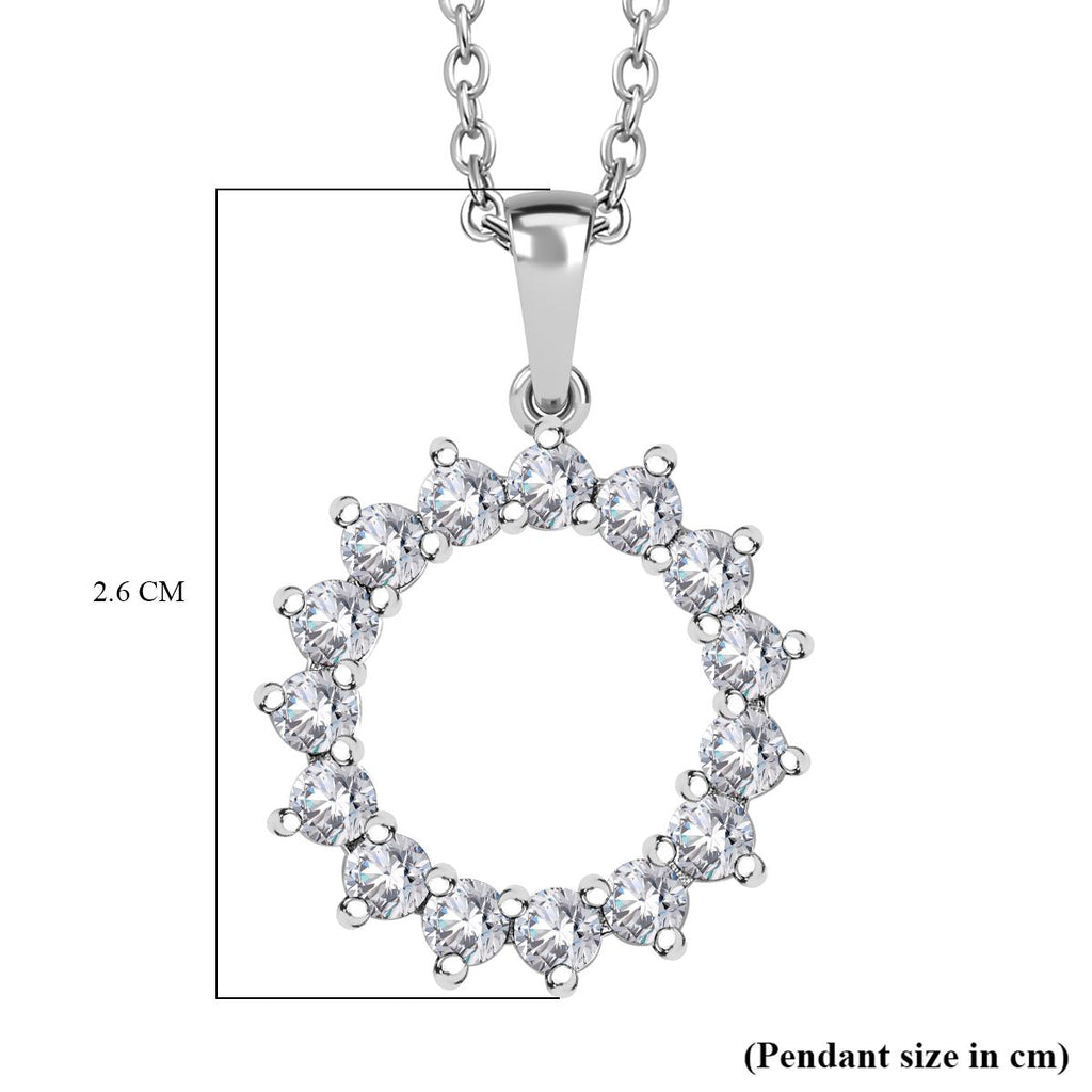 Natural Zircon Sterling Silver Circle Pendant with Stainless Steel Chain (Size 20), 2.25 Ct._4267819_6