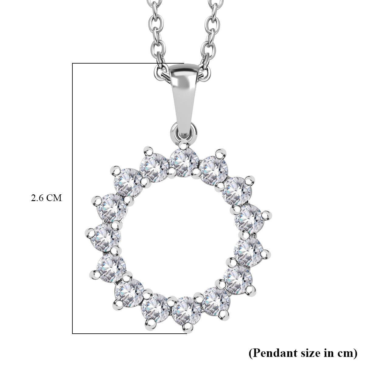 Natural Zircon Sterling Silver Circle Pendant with Stainless Steel Chain (Size 20), 2.25 Ct. 4267819 6