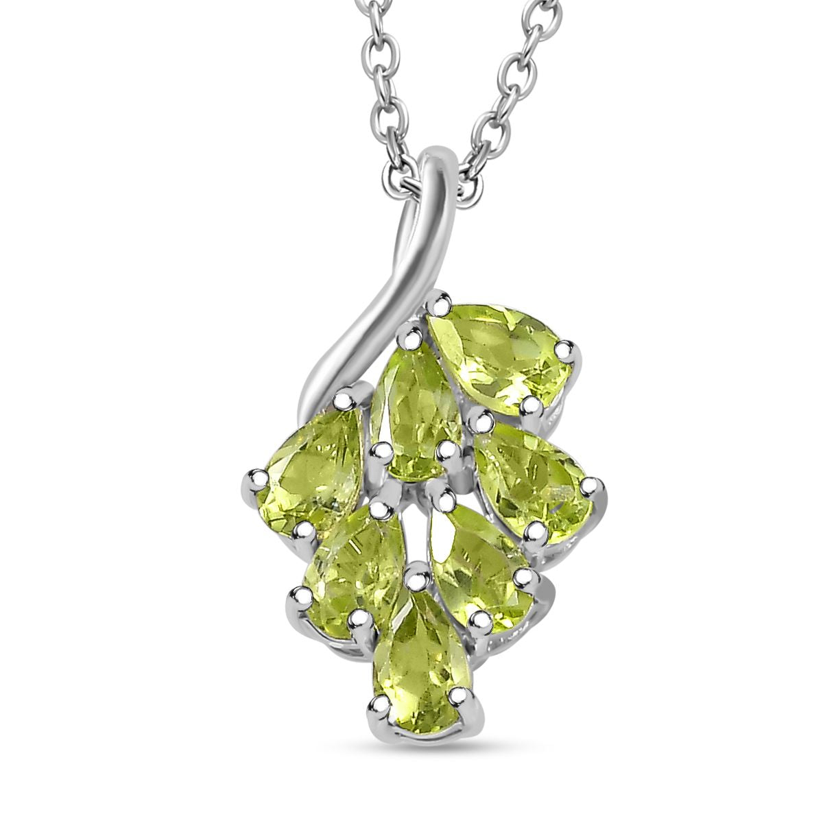 Hebei Peridot Pendant withl Chain (Size 20) in Platinum Overlay Sterling Silver 1.26 Ct 4268081 0