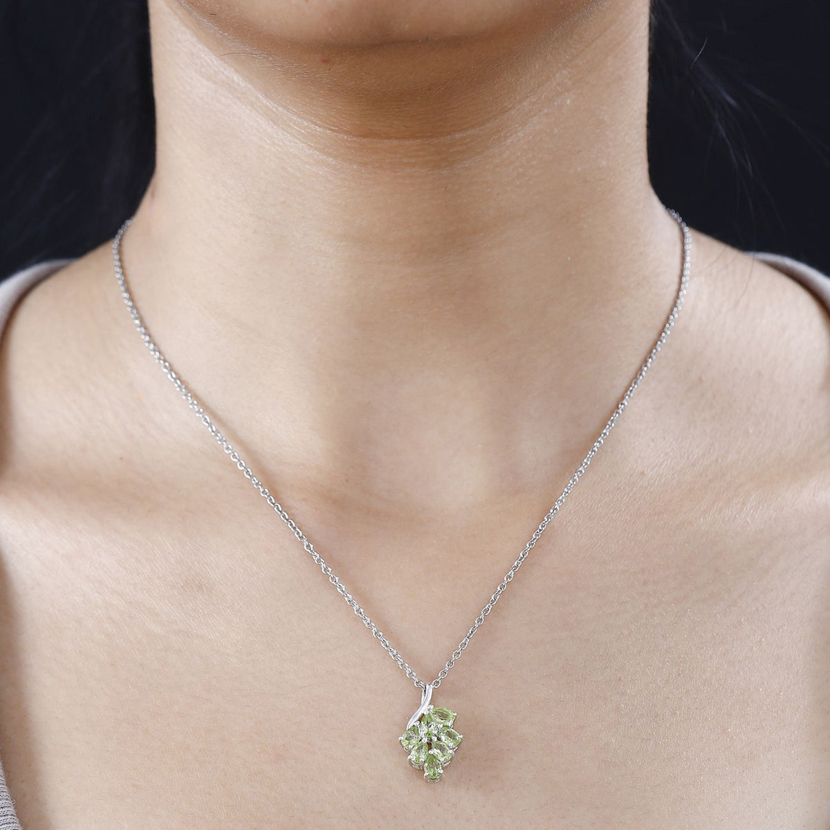 Hebei Peridot Pendant withl Chain (Size 20) in Platinum Overlay Sterling Silver 1.26 Ct 4268081 1