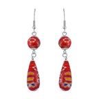 Set of 3 -  Blue Color Murano Glass Earring Pure White Stainless Steel  0.030  Ct.
