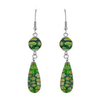 Set of 3 -  Blue Color Murano Glass Earring Pure White Stainless Steel  0.030  Ct.