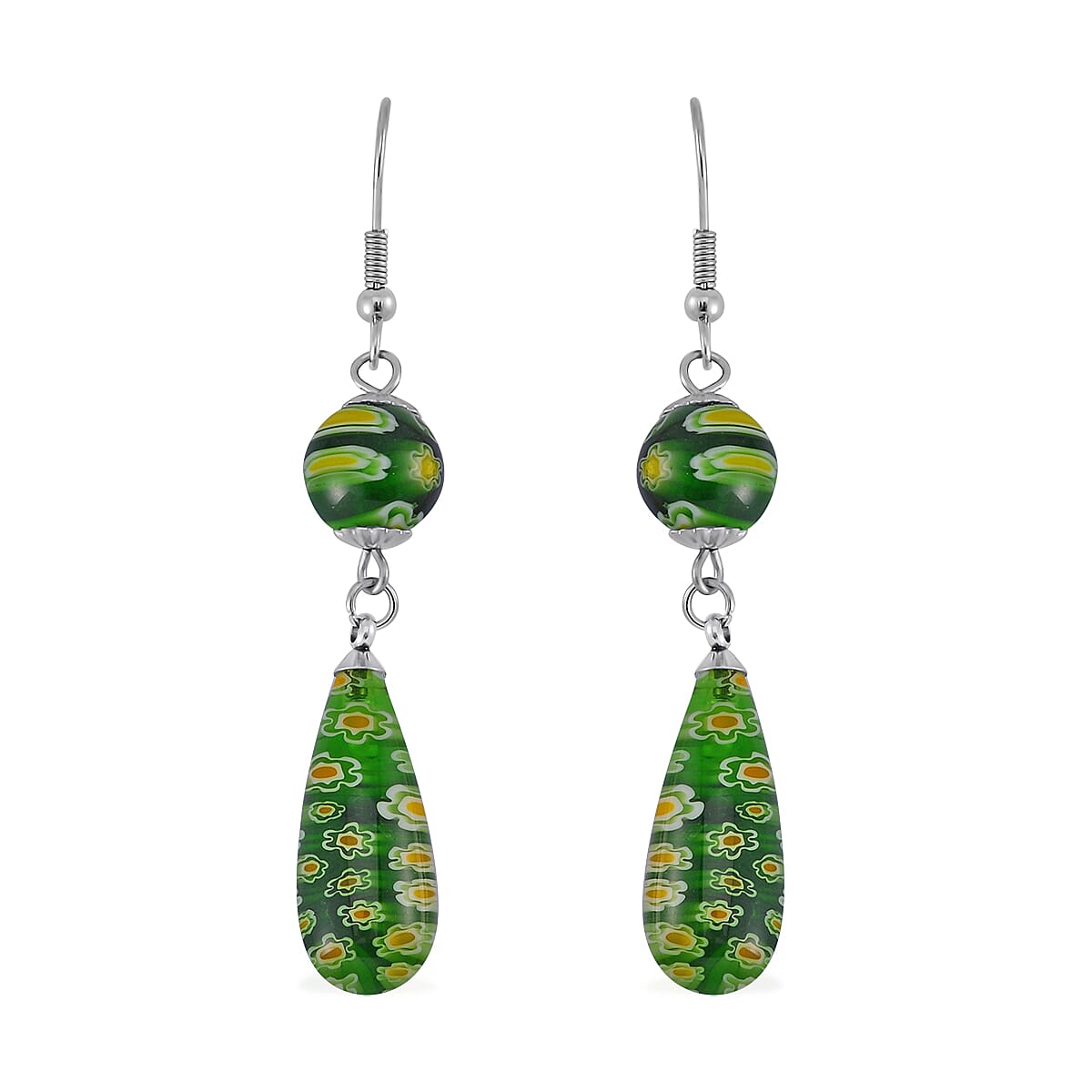 Set of 3 - Blue Green Red Colour Murano Style Earring Pure White Stainless Steel 0.030 Ct. 4268145 6