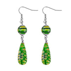 Set of 3 -  Blue Color Murano Glass Earring Pure White Stainless Steel  0.030  Ct.