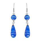Set of 3 -  Blue Color Murano Glass Earring Pure White Stainless Steel  0.030  Ct.