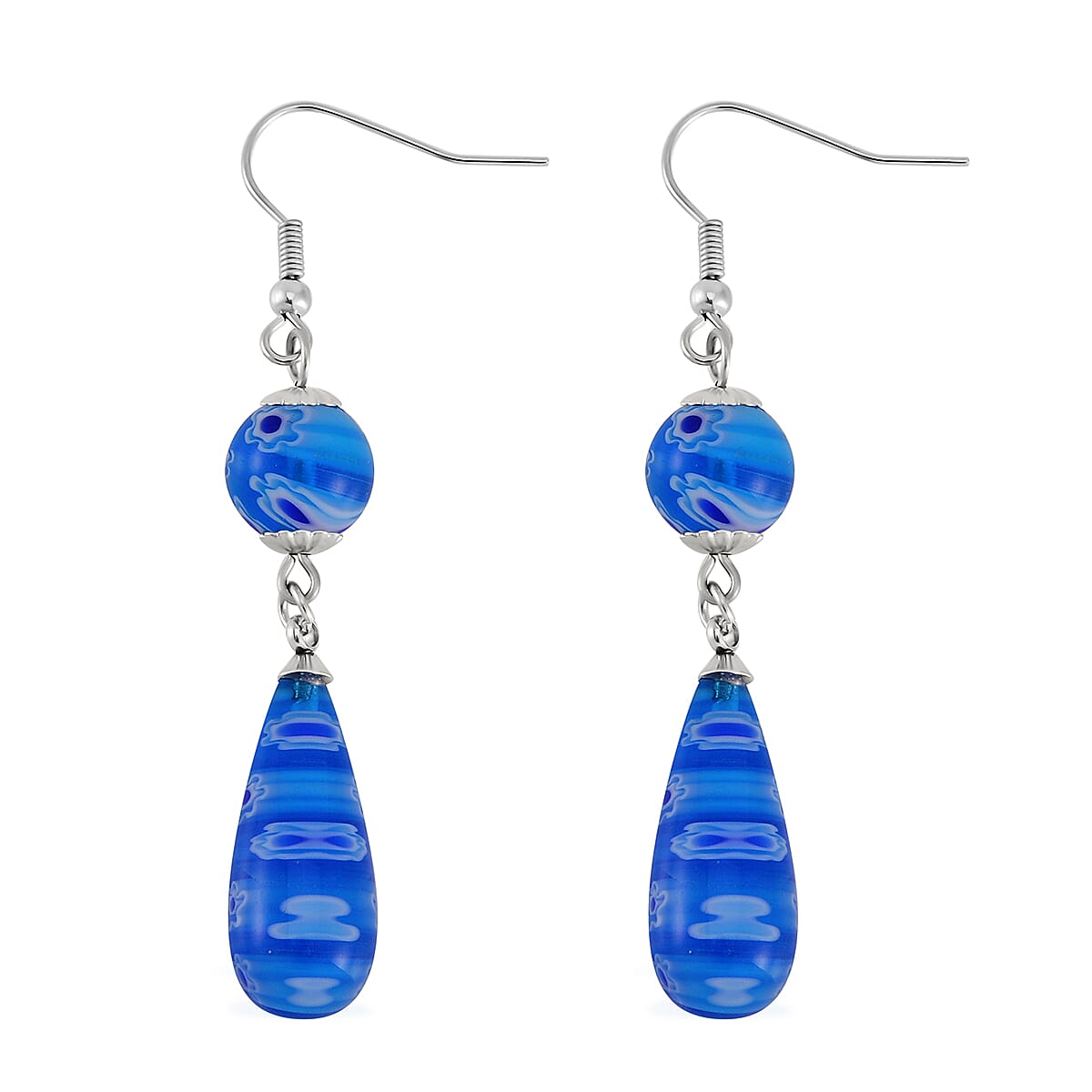 Set of 3 - Blue Green Red Colour Murano Style Earring Pure White Stainless Steel 0.030 Ct. 4268145 9
