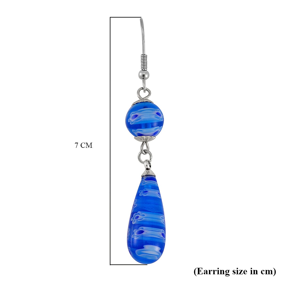 Set of 3 - Blue Green Red Colour Murano Style Earring Pure White Stainless Steel 0.030 Ct. 4268145 10