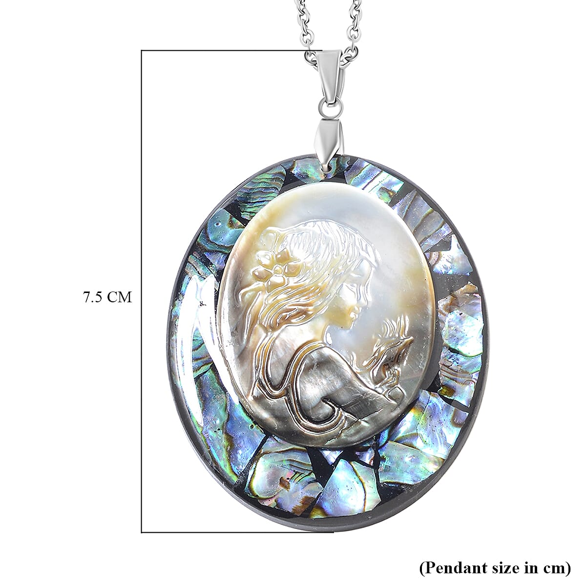 CLose Out Abalone Shell Cameo &amp; Alexandrite Pendant with  Chain (Size 24) 4.51 Ct. 4276594 3