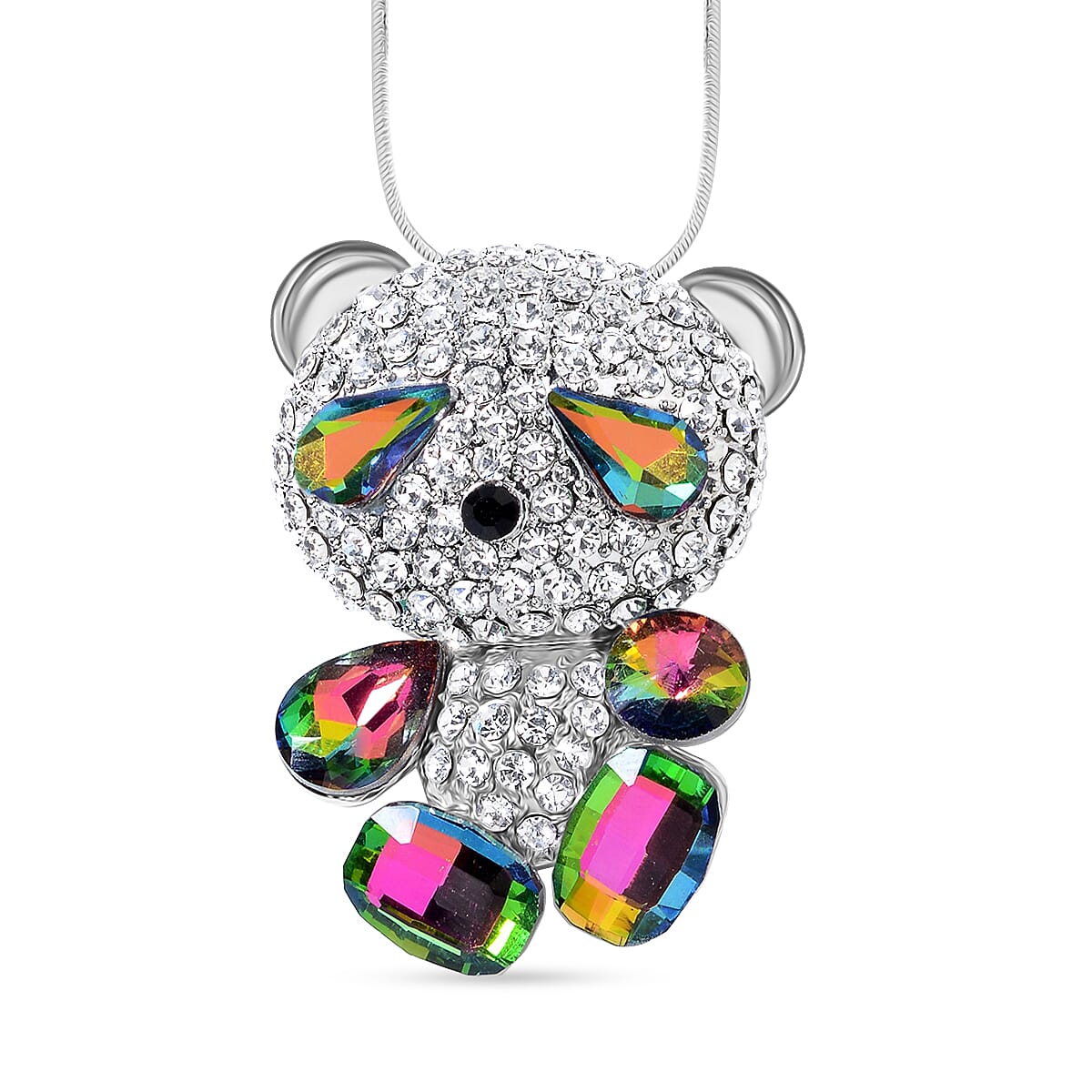 Multi Colour Crystal Teddy Pendant with Chain (Size 29) 4276753 0