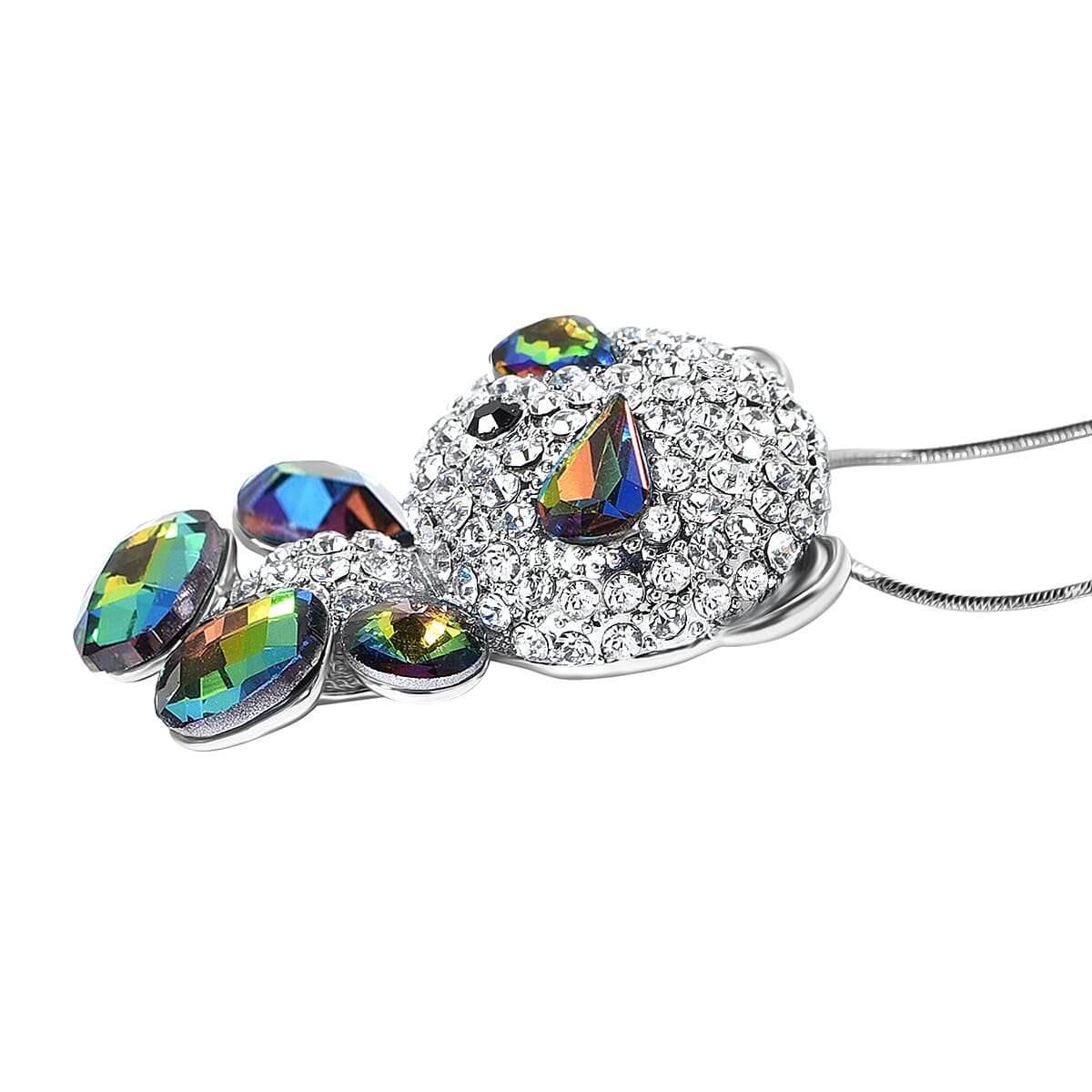 Multi Colour Crystal Teddy Pendant with Chain (Size 29) 4276753 1