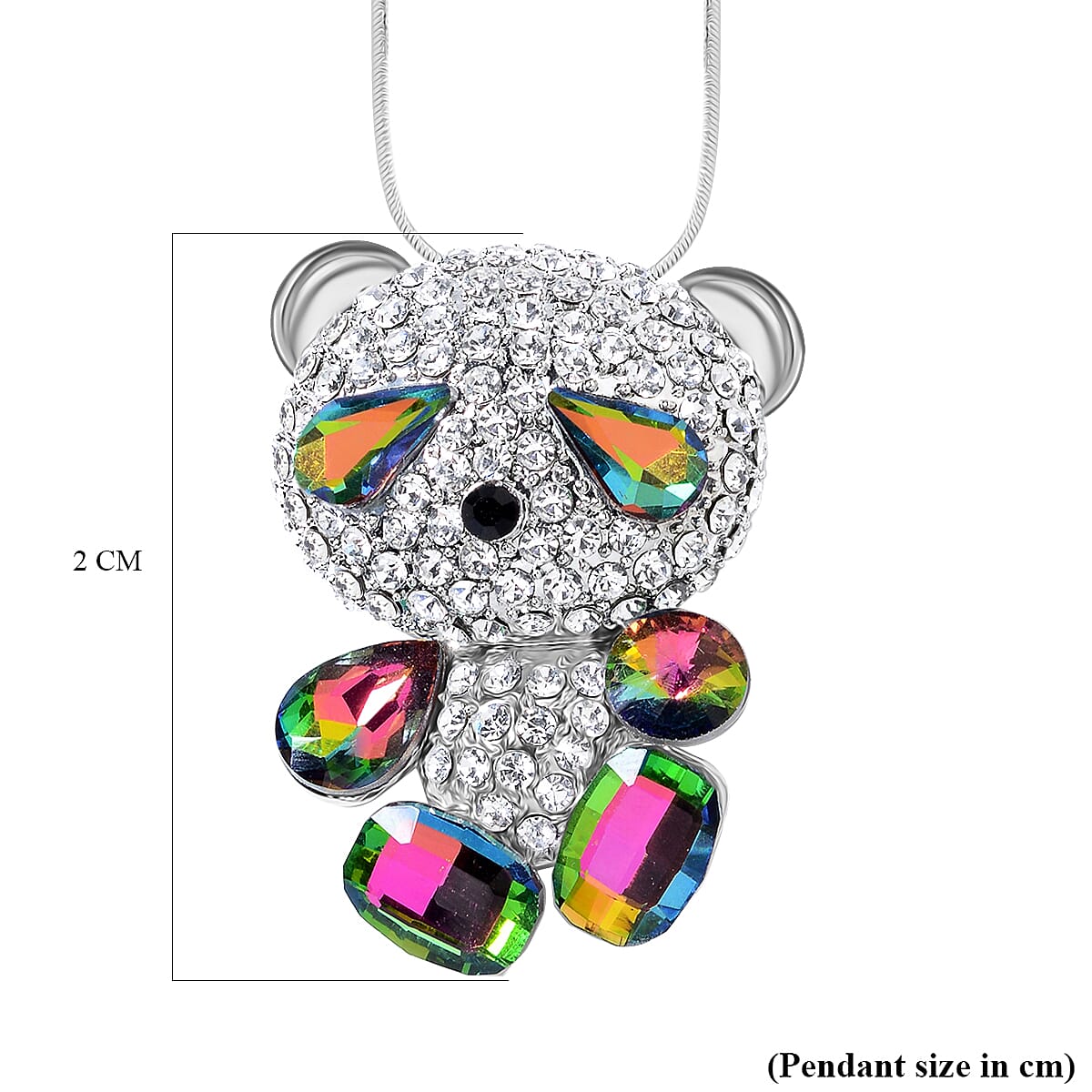 Multi Colour Crystal Teddy Pendant with Chain (Size 29) 4276753 2