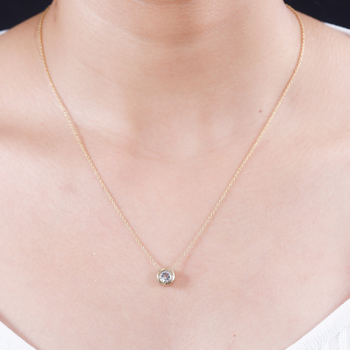 White Topaz Pendant with Chain (Size 20) in 18K YG Vermeil Sterling Silver  1.000  Ct. 4277032 2