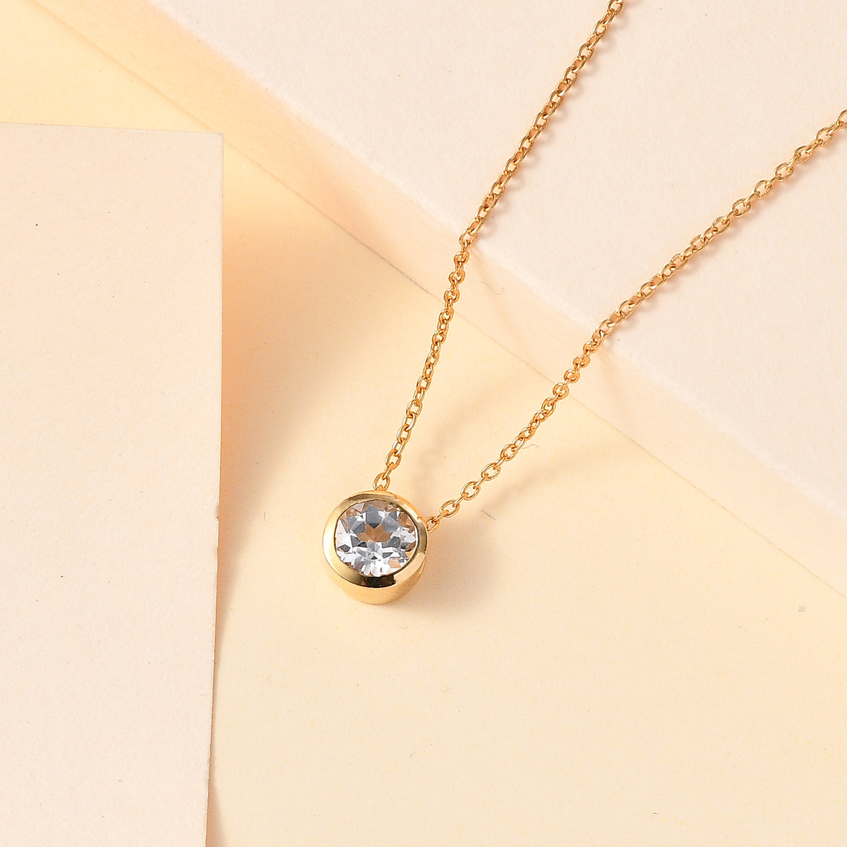 White Topaz Pendant with Chain (Size 20) in 18K YG Vermeil Sterling Silver  1.000  Ct. 4277032 3