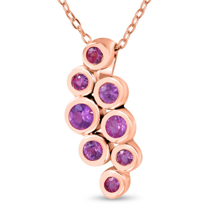 Pink Sapphire Bubble Pendant with Chain (Size 20) in Vermeil RG Sterling Silver 1.500 Ct. 4280115 1