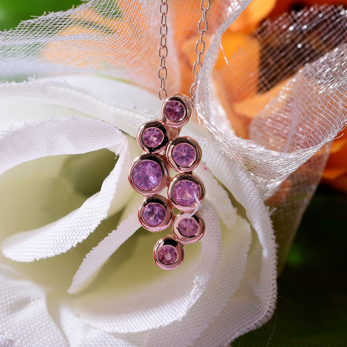 Pink Sapphire Bubble Pendant with Chain (Size 20) in Vermeil RG Sterling Silver 1.500 Ct. 4280115 2