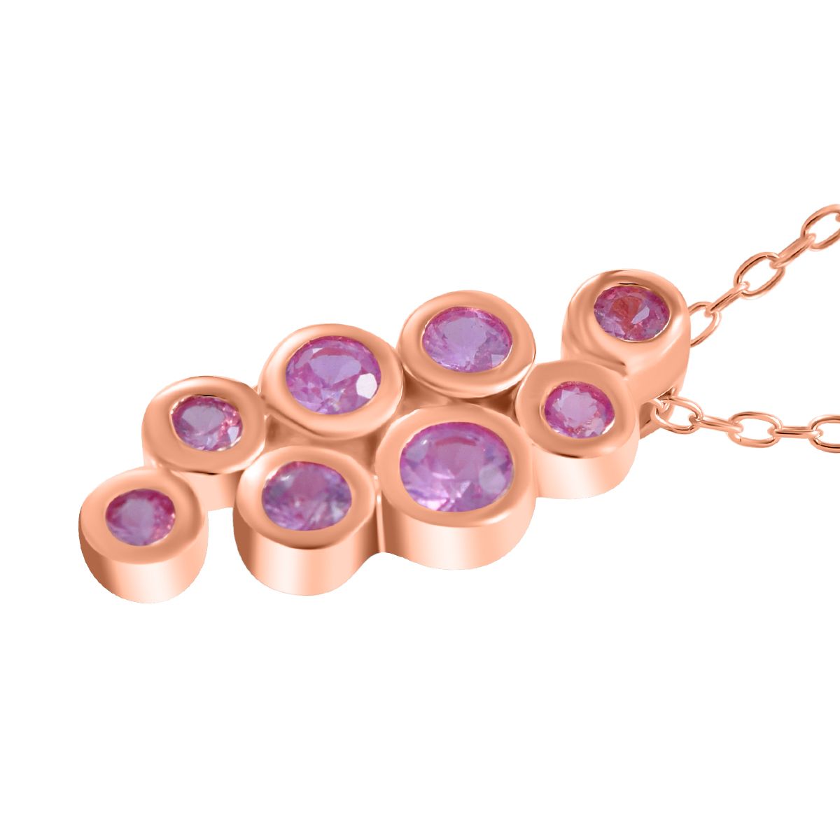 Pink Sapphire Bubble Pendant with Chain (Size 20) in Vermeil RG Sterling Silver 1.500 Ct. V32520969 3