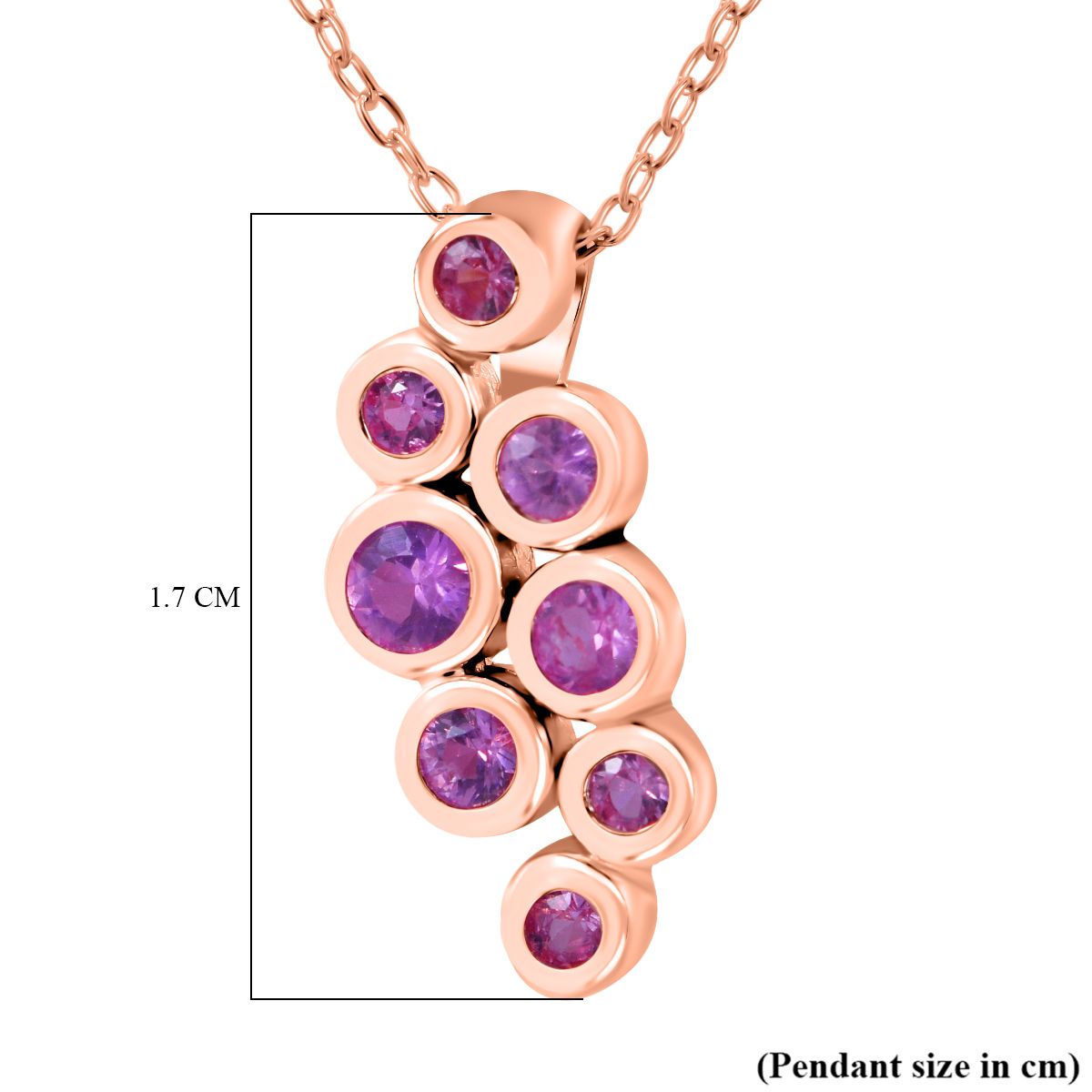 Pink Sapphire Bubble Pendant with Chain (Size 20) in Vermeil RG Sterling Silver 1.500 Ct. V32520969 5
