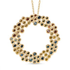 JCK Vegas Closeout - Multi Colour Diamond Pendant with Chain (Size 20) in 18K Vermeil Yellow Gold Plated Sterling Silver 1.00 Ct.