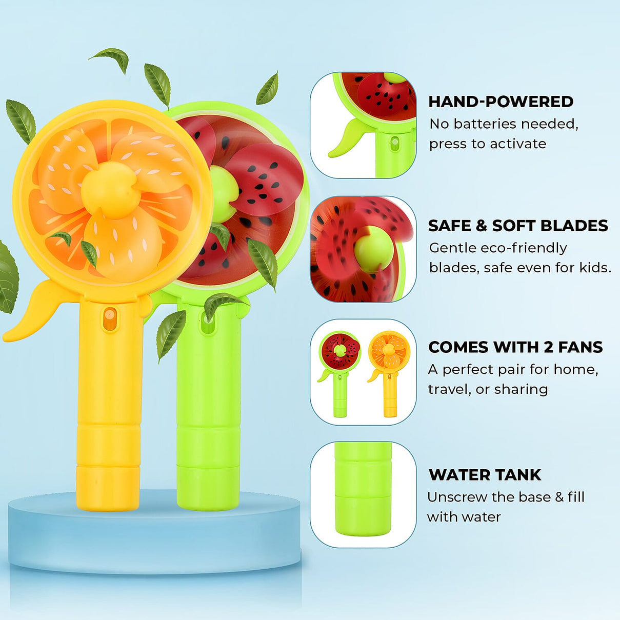 Set of 2 OXYCool Mini Fruit Handheld Fans 4283568 5