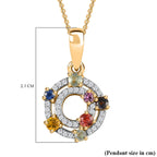 Rainbow Sapphire & Natural Zircon Pendant with Chain (Size 20) in 18K YG Vermeil Plated Sterling Silver 1.00Cts