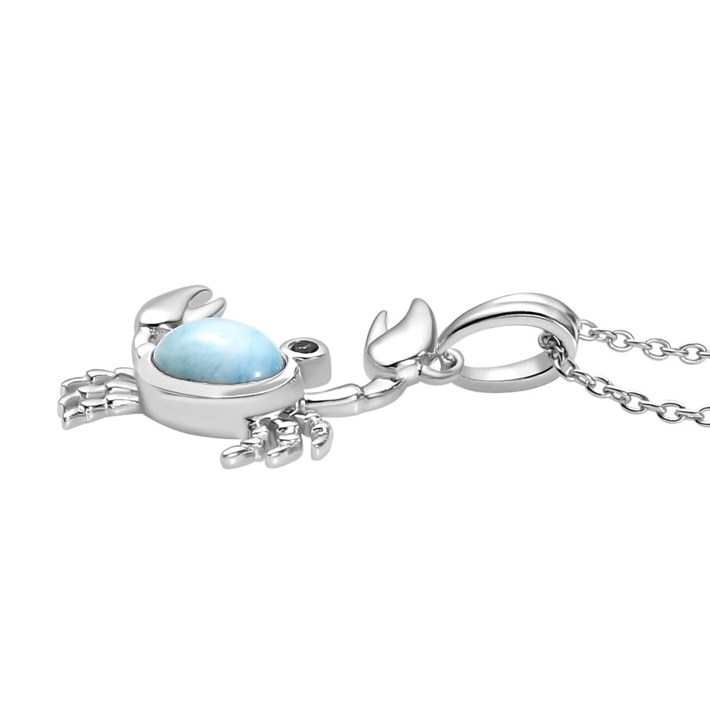 GP Sealife Collection - Larimar & Boi Ploi Black Spinel Pendant with Chain (Size 20) in Rhodium Overlay Sterling Silver 1.22 Ct._4285330_3