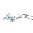 GP Sealife Collection - Larimar & Boi Ploi Black Spinel Pendant with Chain (Size 20) in Rhodium Overlay Sterling Silver 1.22 Ct._4285330_3