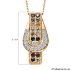 Multi Sapphire & Natural Zircon Pendant with Silver Chain (Size 20) in 18K Vermeil Yellow Gold Plated Sterling Silver 1.04 Ct