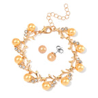 2 Piece Set - Golden Shell Pearl Bracelet (Size - 6.5+1.5 Ext) & Earring With Push Back in Yellow Tone 45.01 Ct._4287481