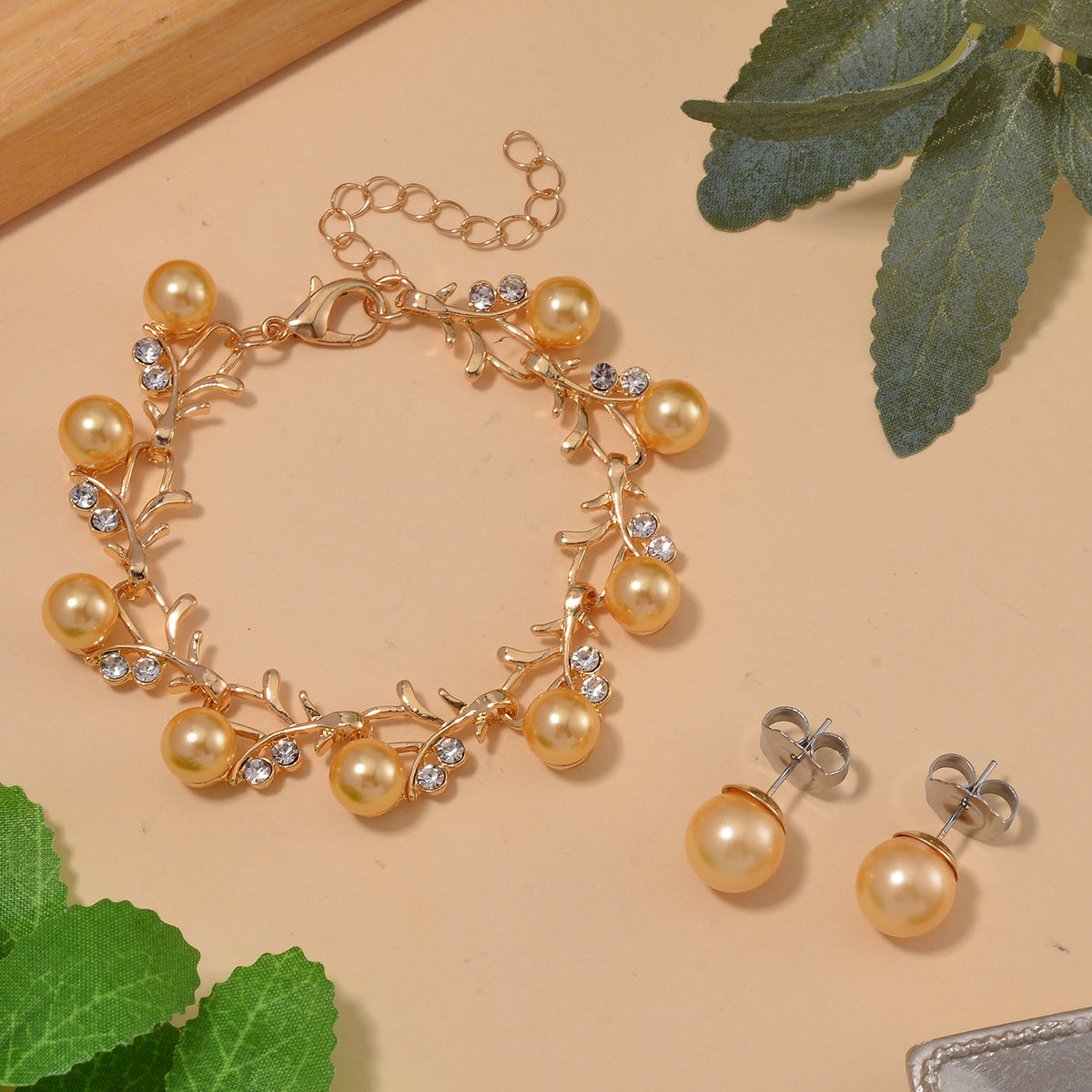2 Piece Set - Pink Shell Pearl Bracelet (Size - 6.5-1.5 Ext) and Earring with Push Back in Rose Gold Tone 45.10 Ct. 4287481 2