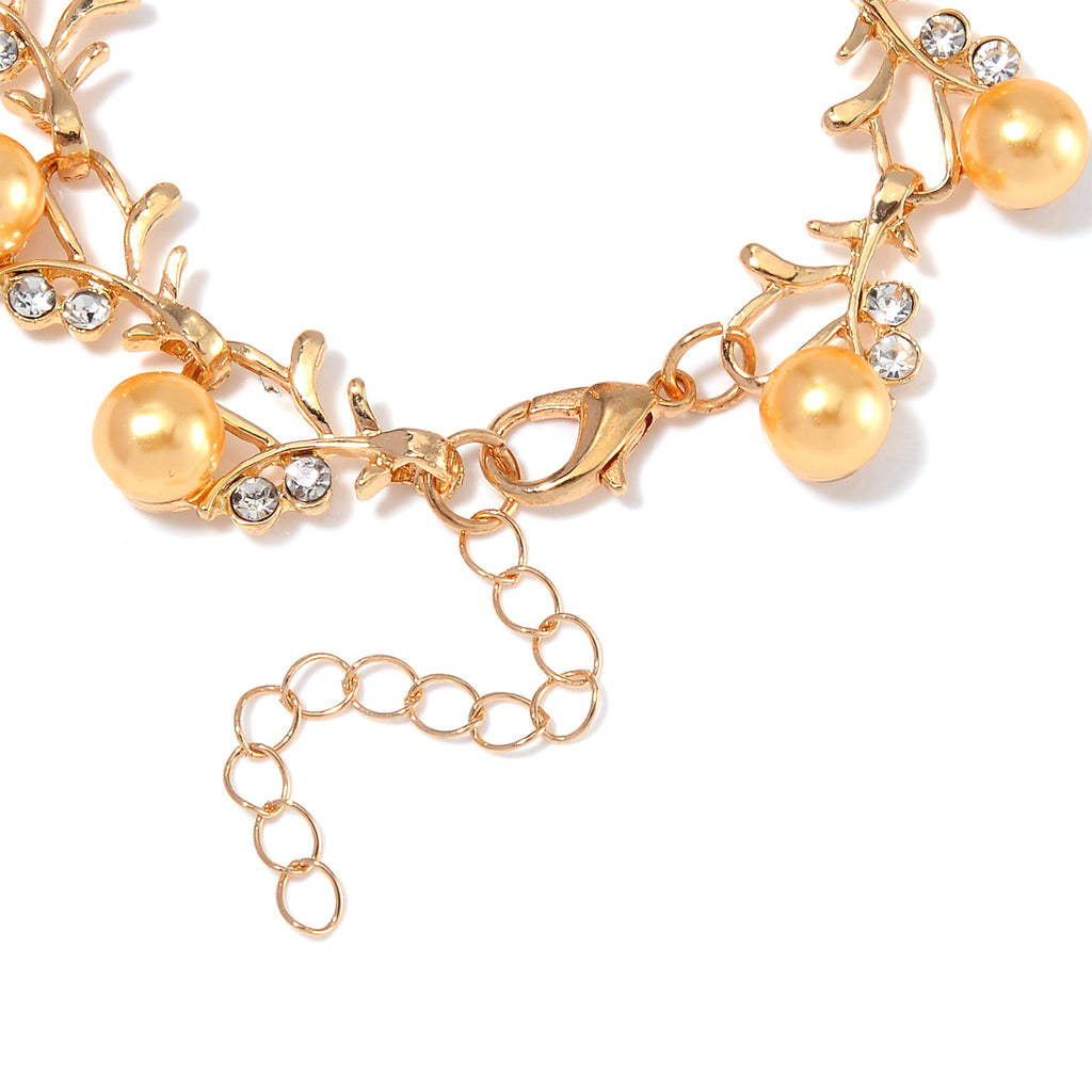 2 Piece Set - Golden Shell Pearl Bracelet (Size - 6.5+1.5 Ext) & Earring With Push Back in Yellow Tone 45.01 Ct._4287481_4