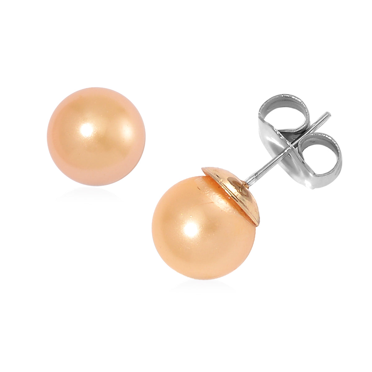 2 Piece Set - Pink Shell Pearl Bracelet (Size - 6.5-1.5 Ext) and Earring with Push Back in Rose Gold Tone 45.10 Ct. 4287481 6