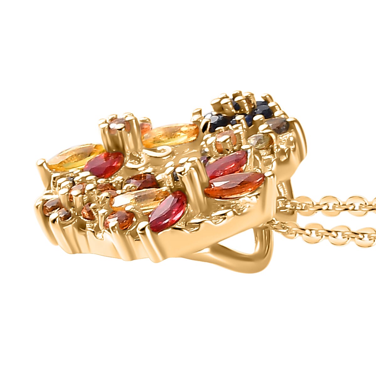 Rainbow Sapphire Garden Pendant with Chain (Size 20) in 18K Yellow Gold Vermeil Plated Sterling Silver 4288550 4