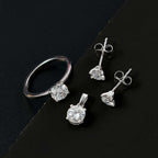 THE ULTIMATE BRIDAL SET - Moissanite Solitaire Ring, Pendant & Stud Earrings with Push-Post in Rhodium Overlay Sterling Silver 2.38 Ct._4322745_2