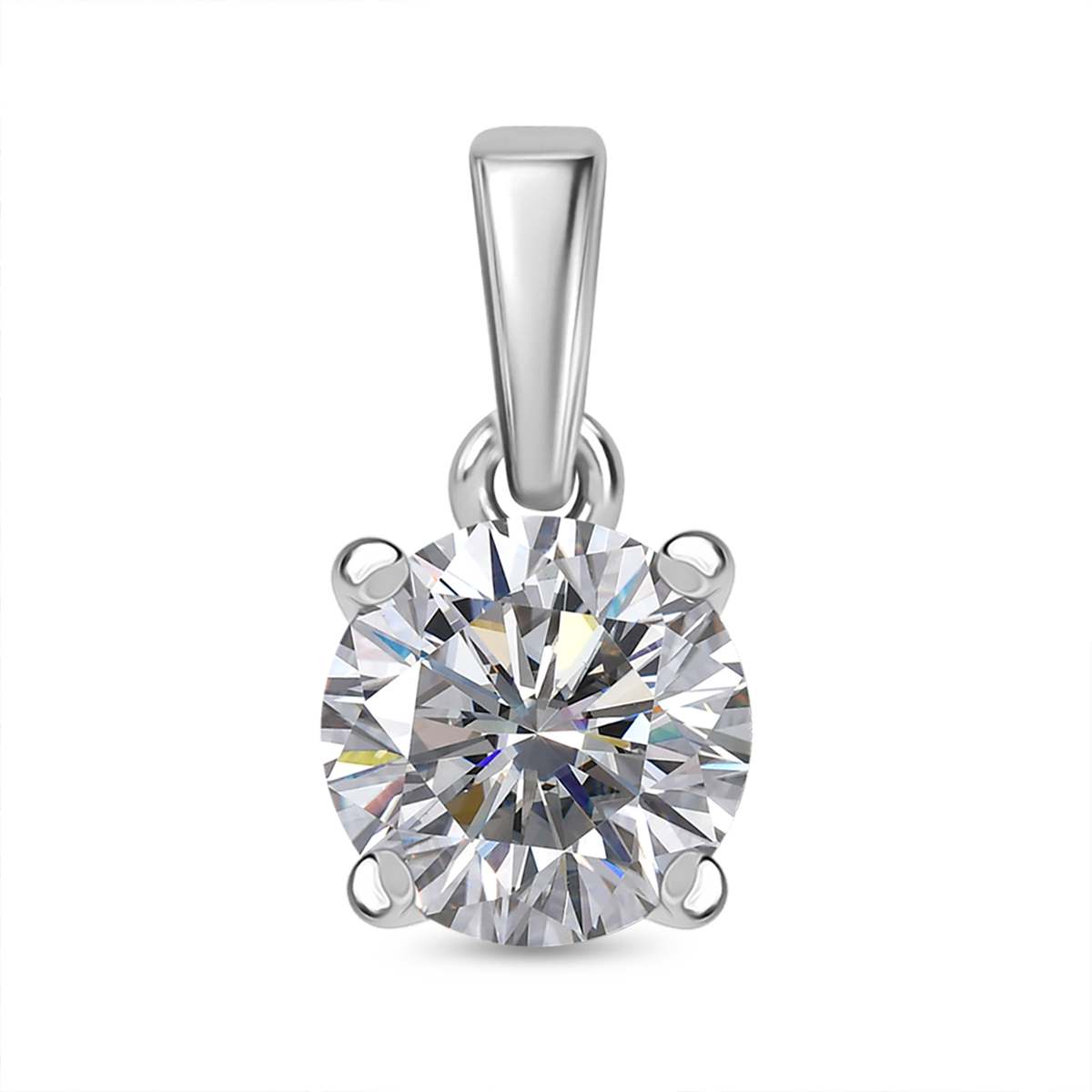 3 Piece Set - Moissanite Solitaire Ring, Solitaire Pendant and Solitaire Stud Earrings in Rhodium Overlay Sterling Silver 2.46 Ct. 4322745 6