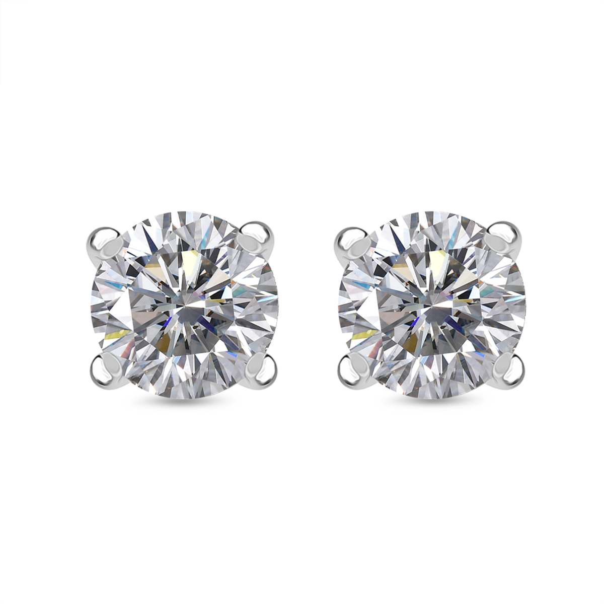 3 Piece Set - Moissanite Solitaire Ring, Solitaire Pendant and Solitaire Stud Earrings in Rhodium Overlay Sterling Silver 2.46 Ct. 4322745 8