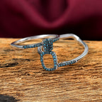 Set of 2 - Blue Diamond Band Ring in Rhodium Overlay Sterling Silver 0.33 Ct._4324557_1