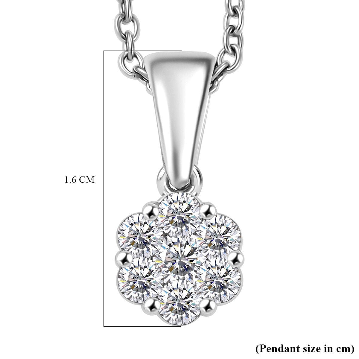 Moissanite Cluster Pendant with Chain (Size 20) in Platinum Overlay Sterling Silver 4324913 6