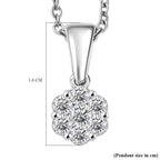 Moissanite Pendant with Chain (Size - 20) in Platinum Overlay Sterling Silver