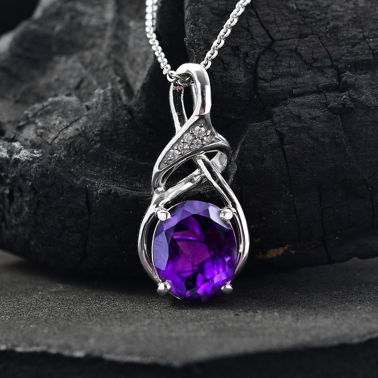 Champagne Diamond Pendant with Chain (Size 20) in Rhodium Overlay Sterling Silver 0.48 Ct. 4325603 2