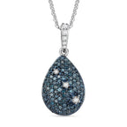 Blue Diamond & White Diamond Pendant with Chain (Size - 20) in Rhodium Overlay Sterling Silver 0.56 Ct._4325802